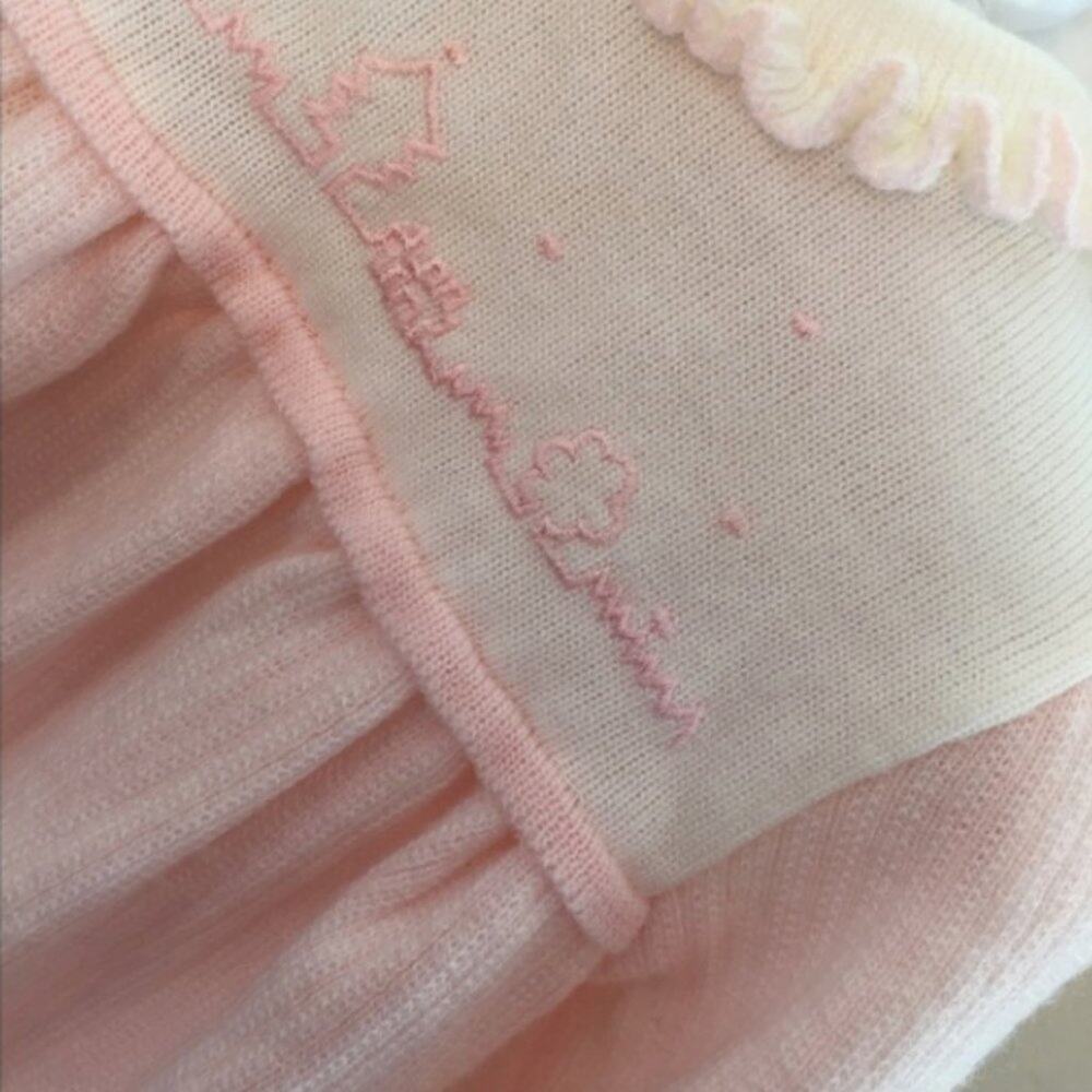 Vintage Friemanit Pink White Sweater Dress 6-9 Months - Picture 4 of 7